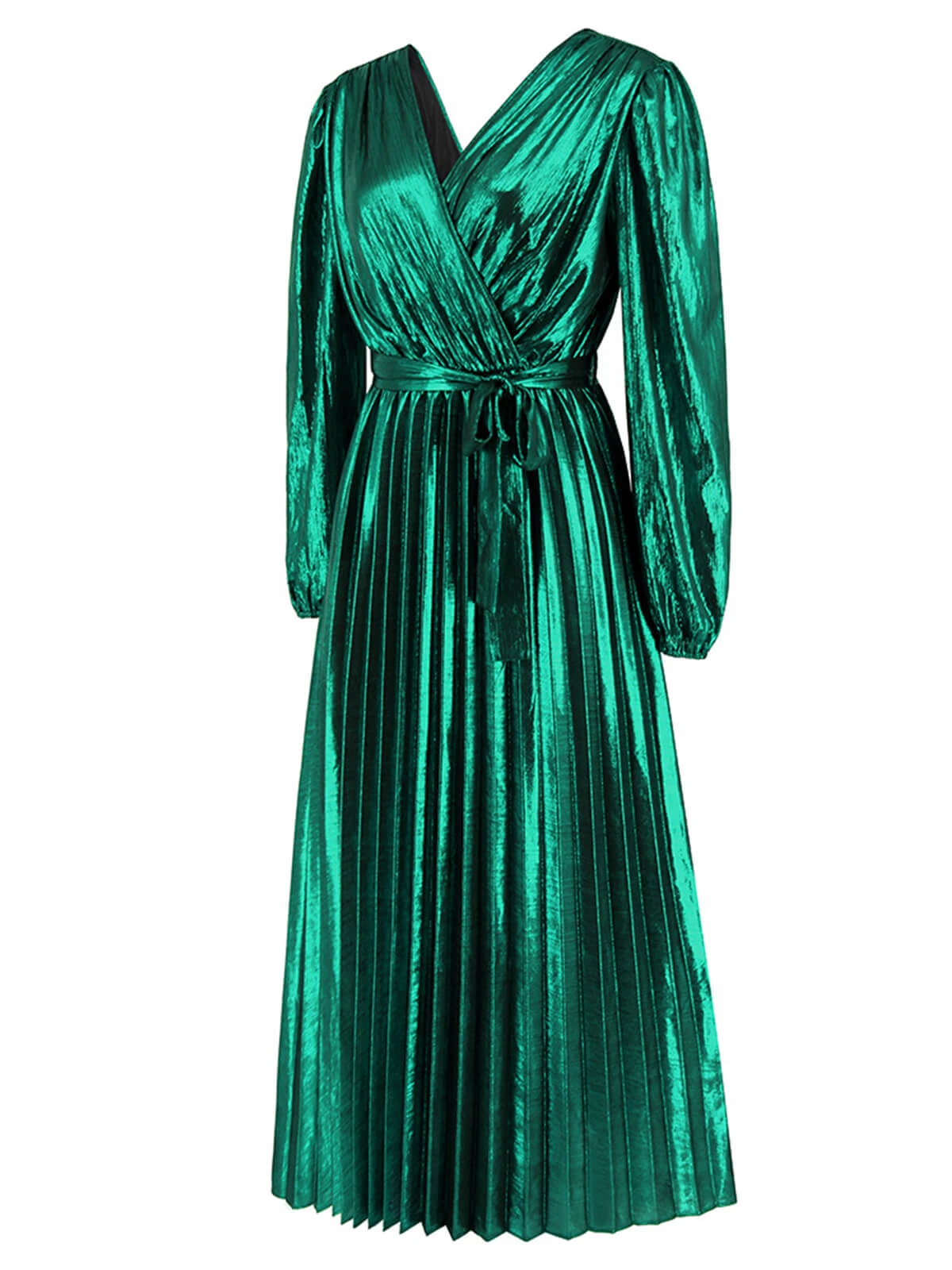 1940s Solid Glossy V-Neck Shift Dress - Image 8