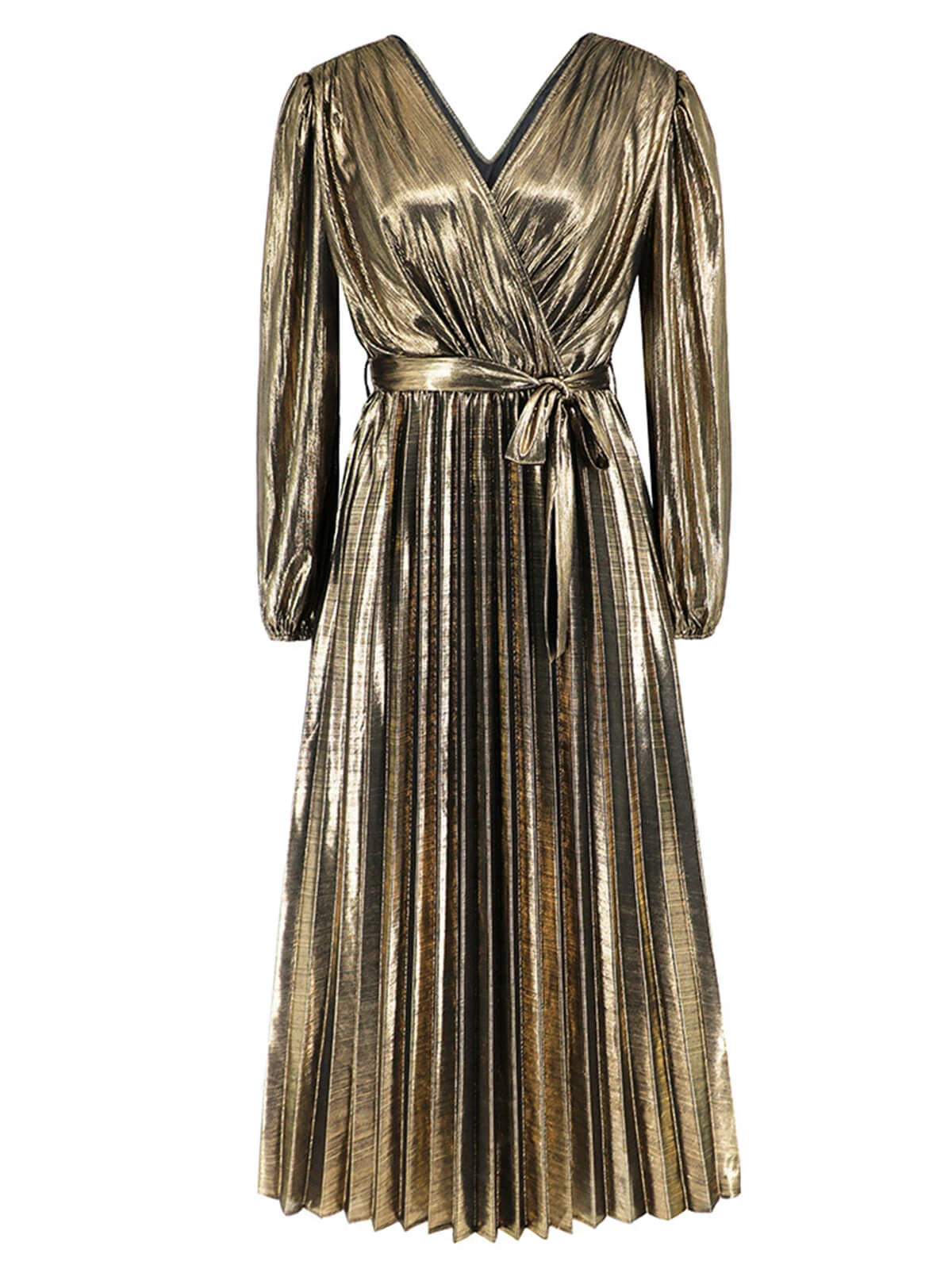 1940s Solid Glossy V-Neck Shift Dress - Image 4