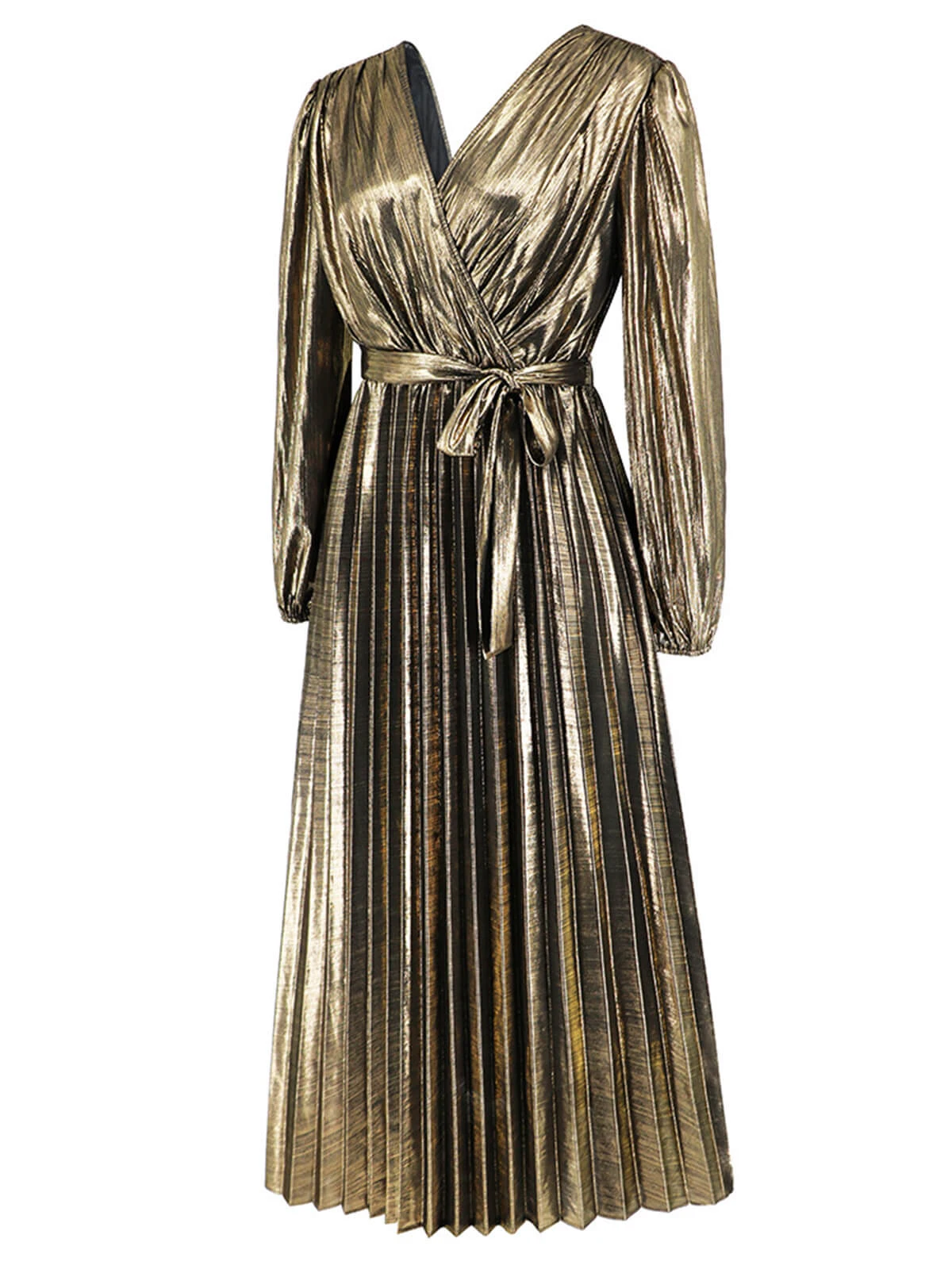 1940s Solid Glossy V-Neck Shift Dress - Image 5