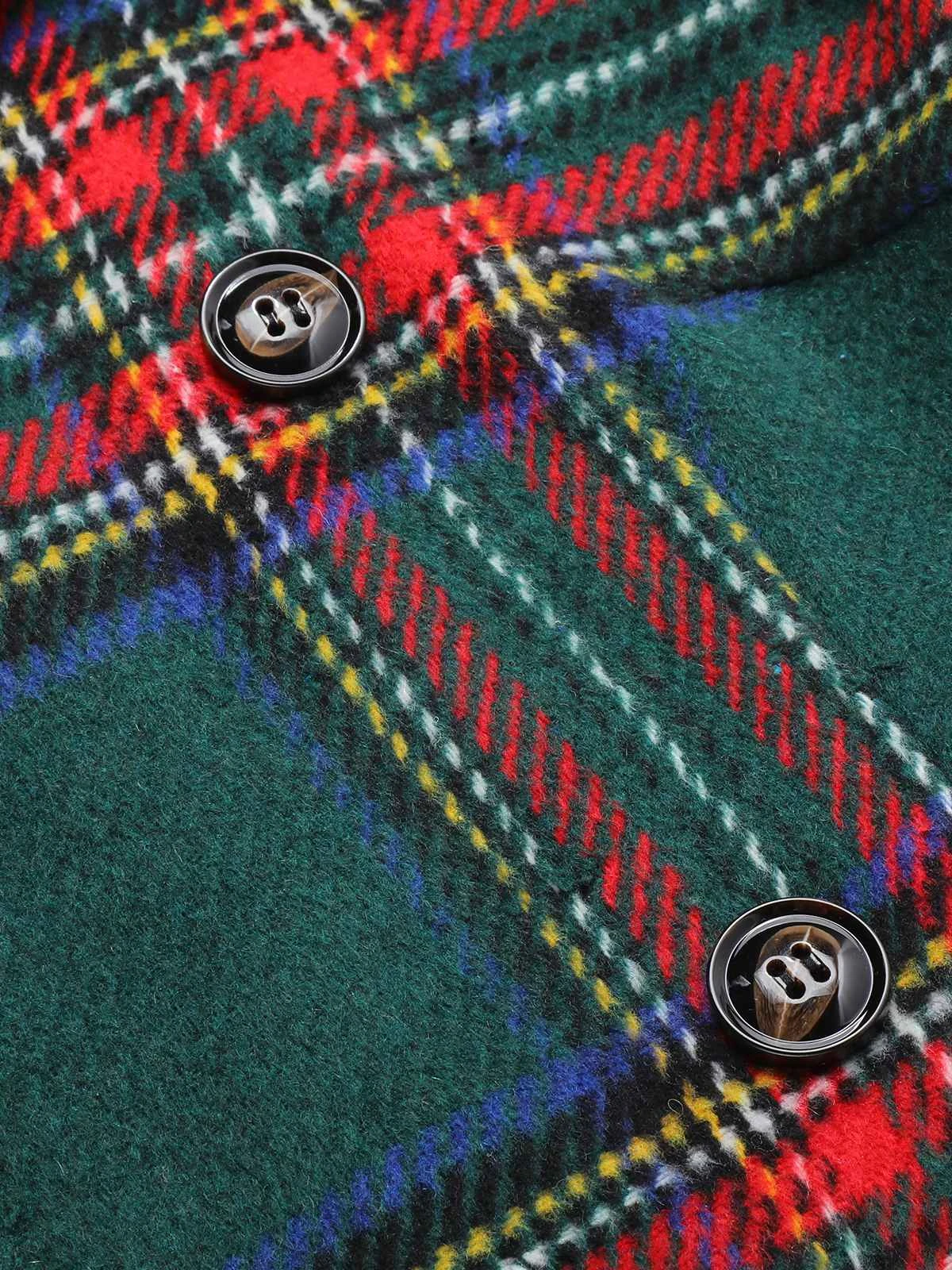 1960s Plaid Cloak Sleeve Velvet Collar Dress - Image 7