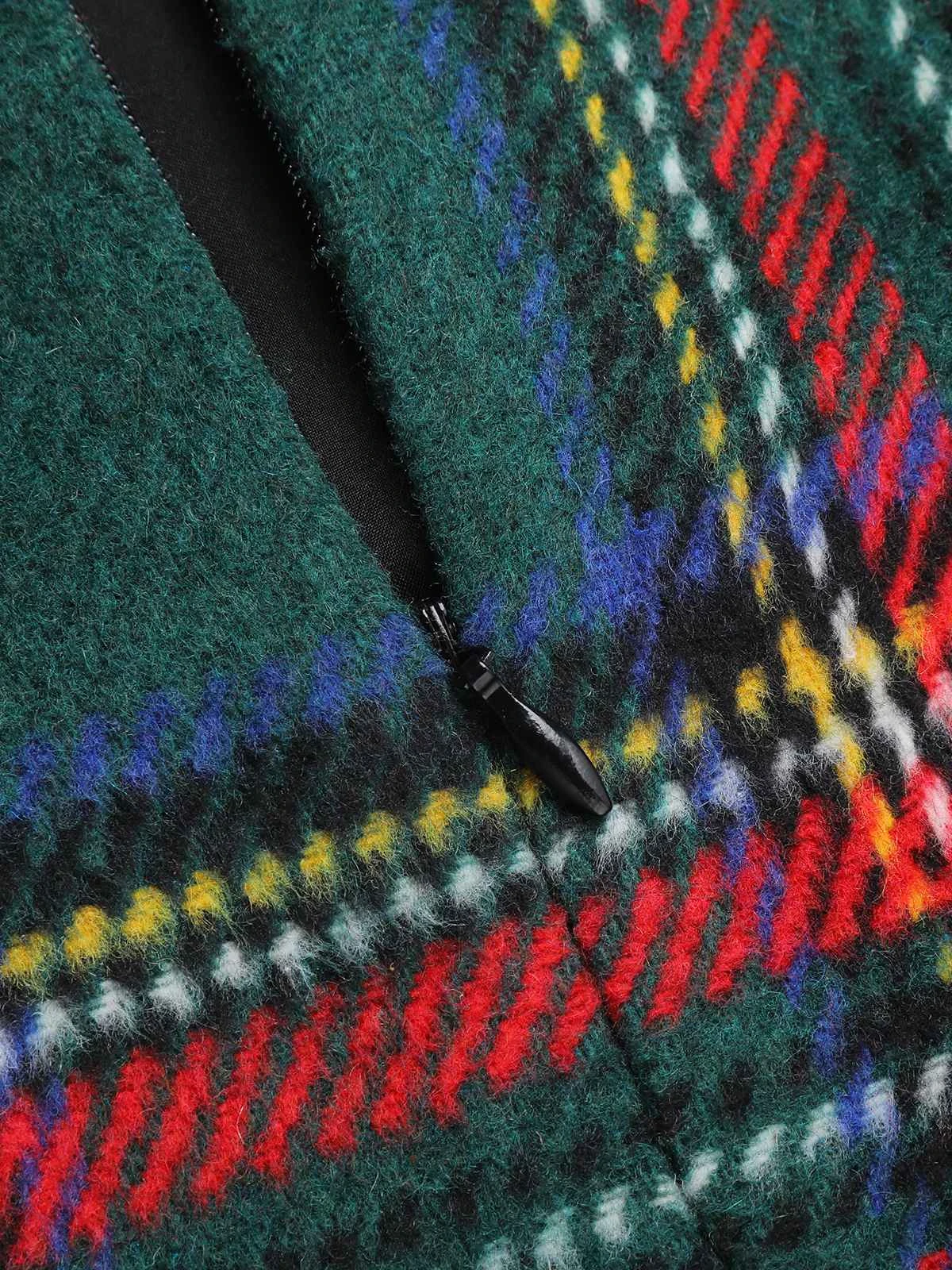 1960s Plaid Cloak Sleeve Velvet Collar Dress - Image 8