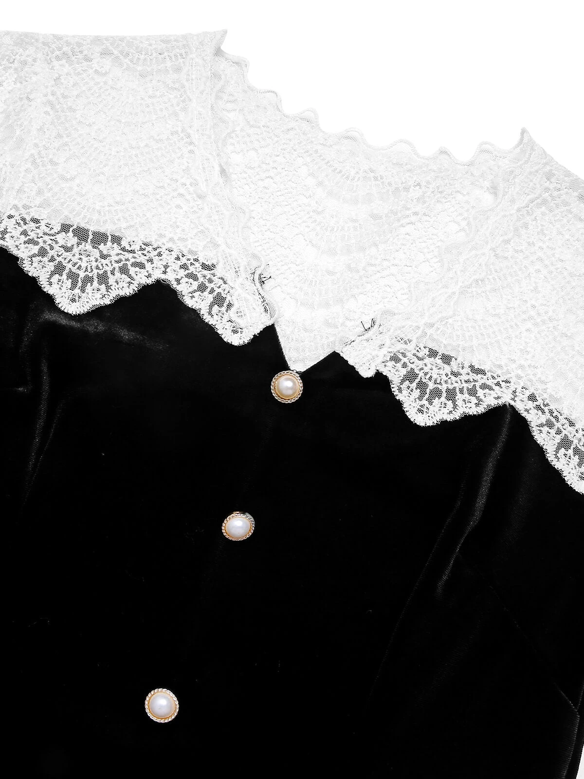 Black & White 1960s Lapel Patchwork Velvet Dress - Image 5