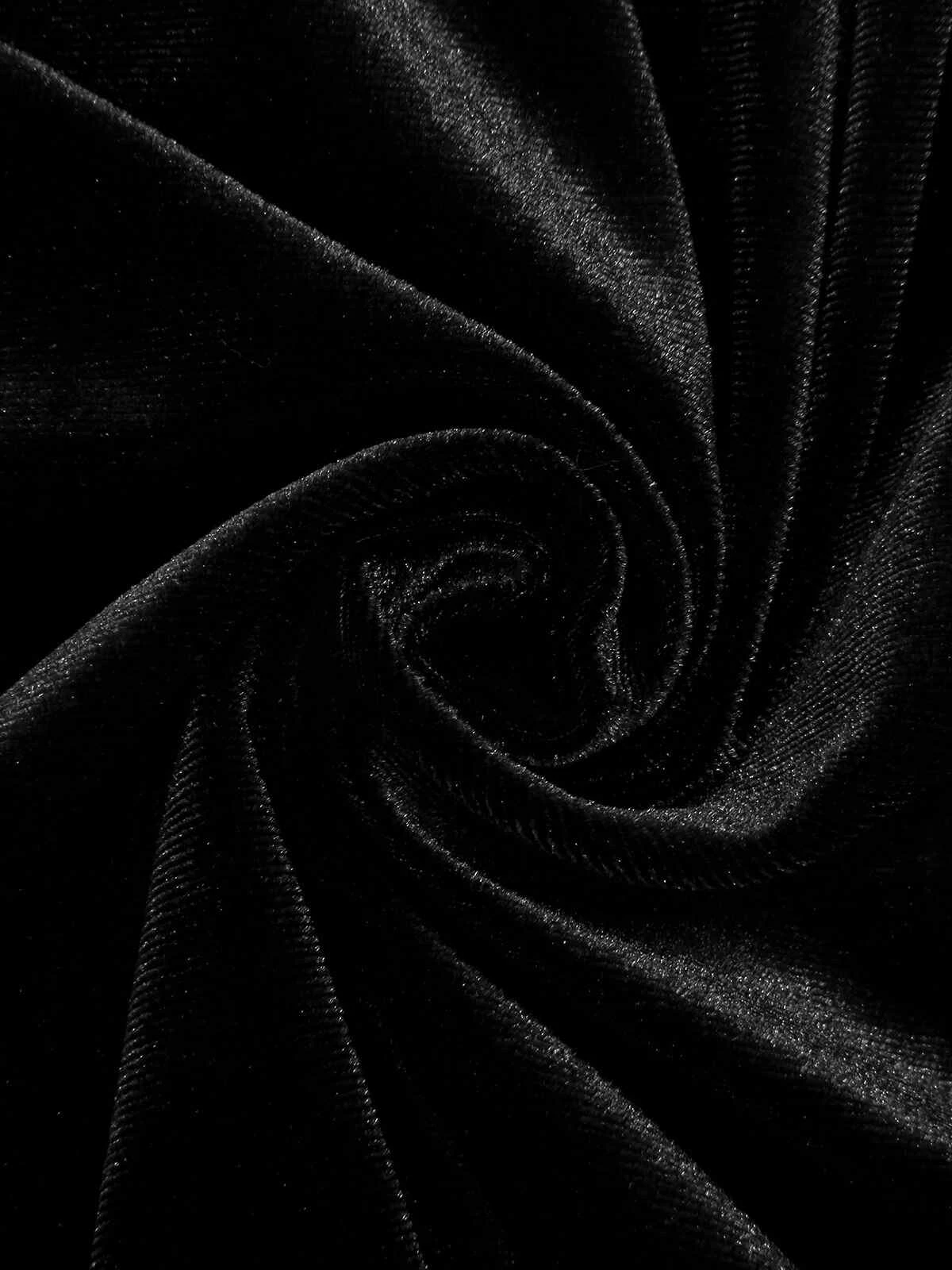 Black & White 1960s Lapel Patchwork Velvet Dress - Image 7