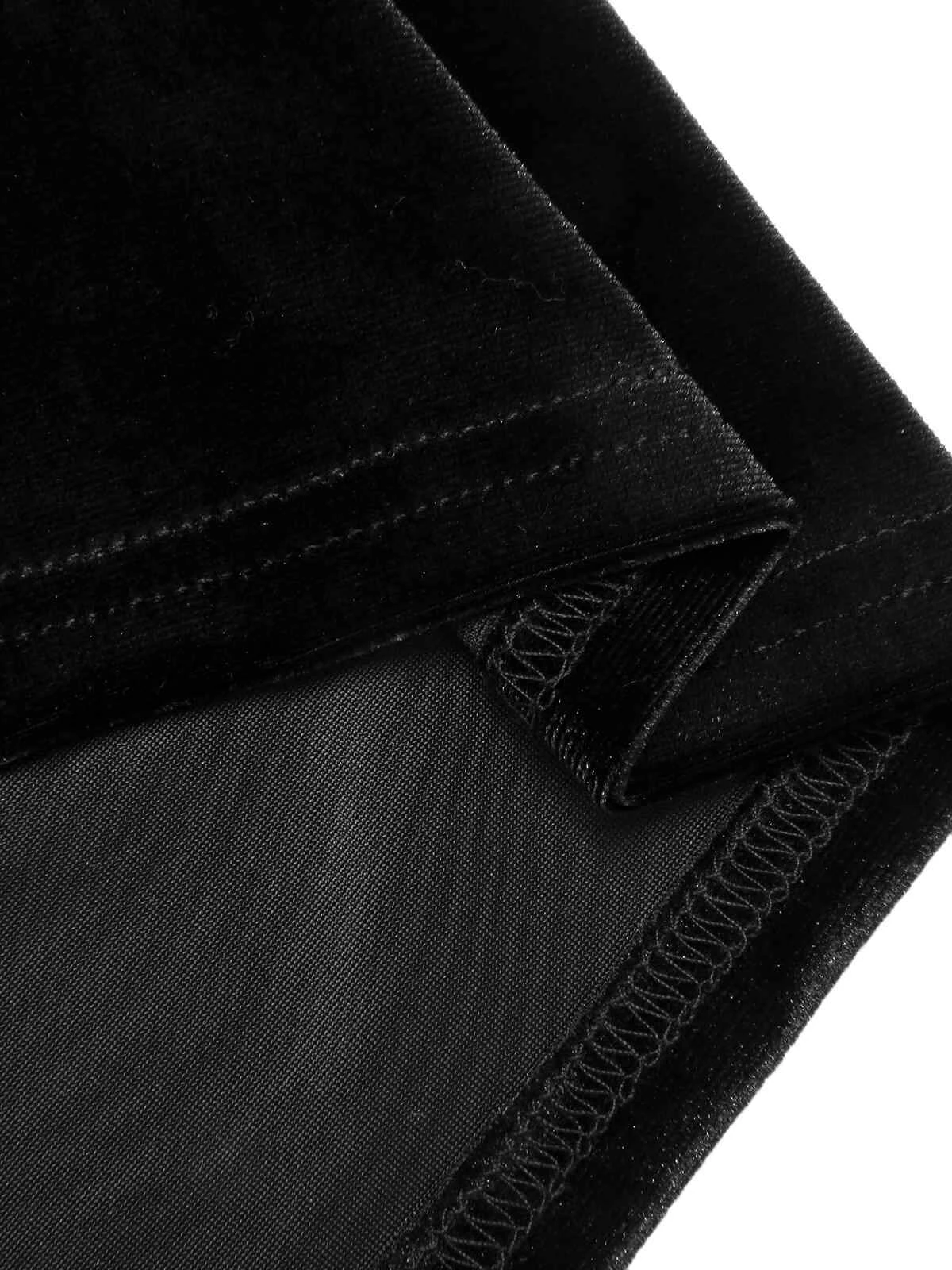 Black & White 1960s Lapel Patchwork Velvet Dress - Image 8