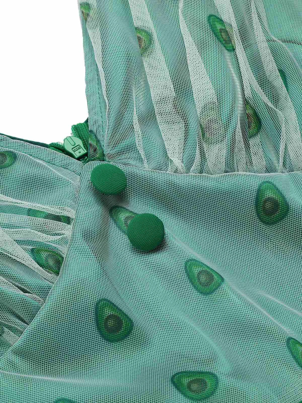 Green 1950s Avocado Mesh V-Neck Romper - Image 7