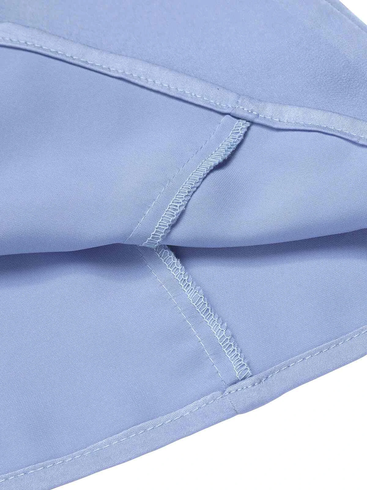 Blue 1950s Solid Lapel Blouse - Image 6