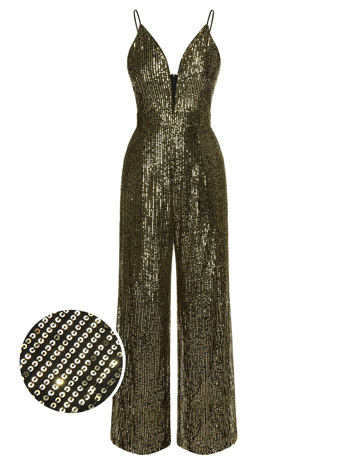 1930s Sequined Shiny Slip Vintage Jumpsuit - Image 15