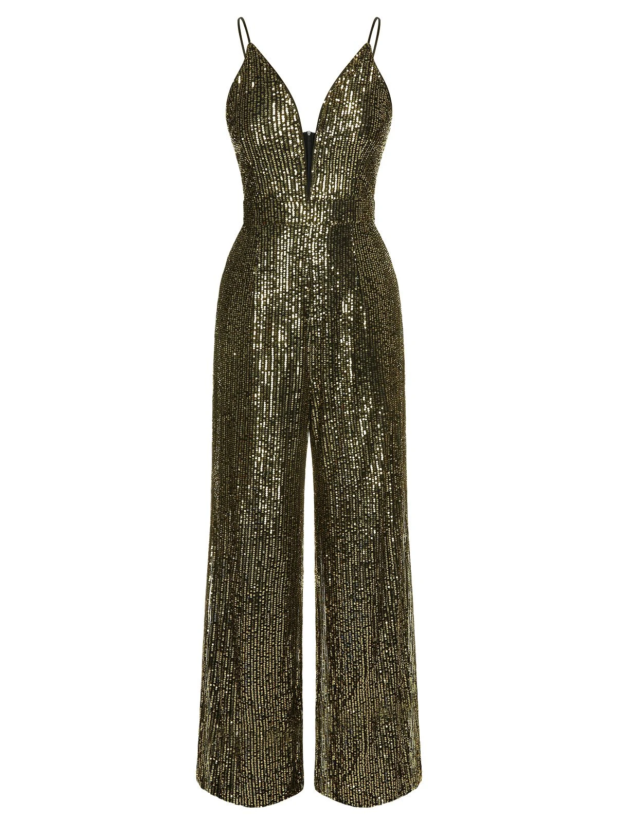 1930s Sequined Shiny Slip Vintage Jumpsuit - Image 16
