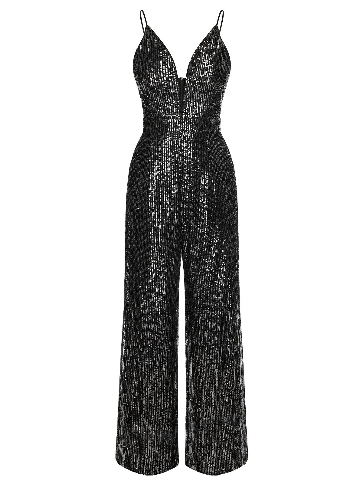 1930s Sequined Shiny Slip Vintage Jumpsuit - Image 2