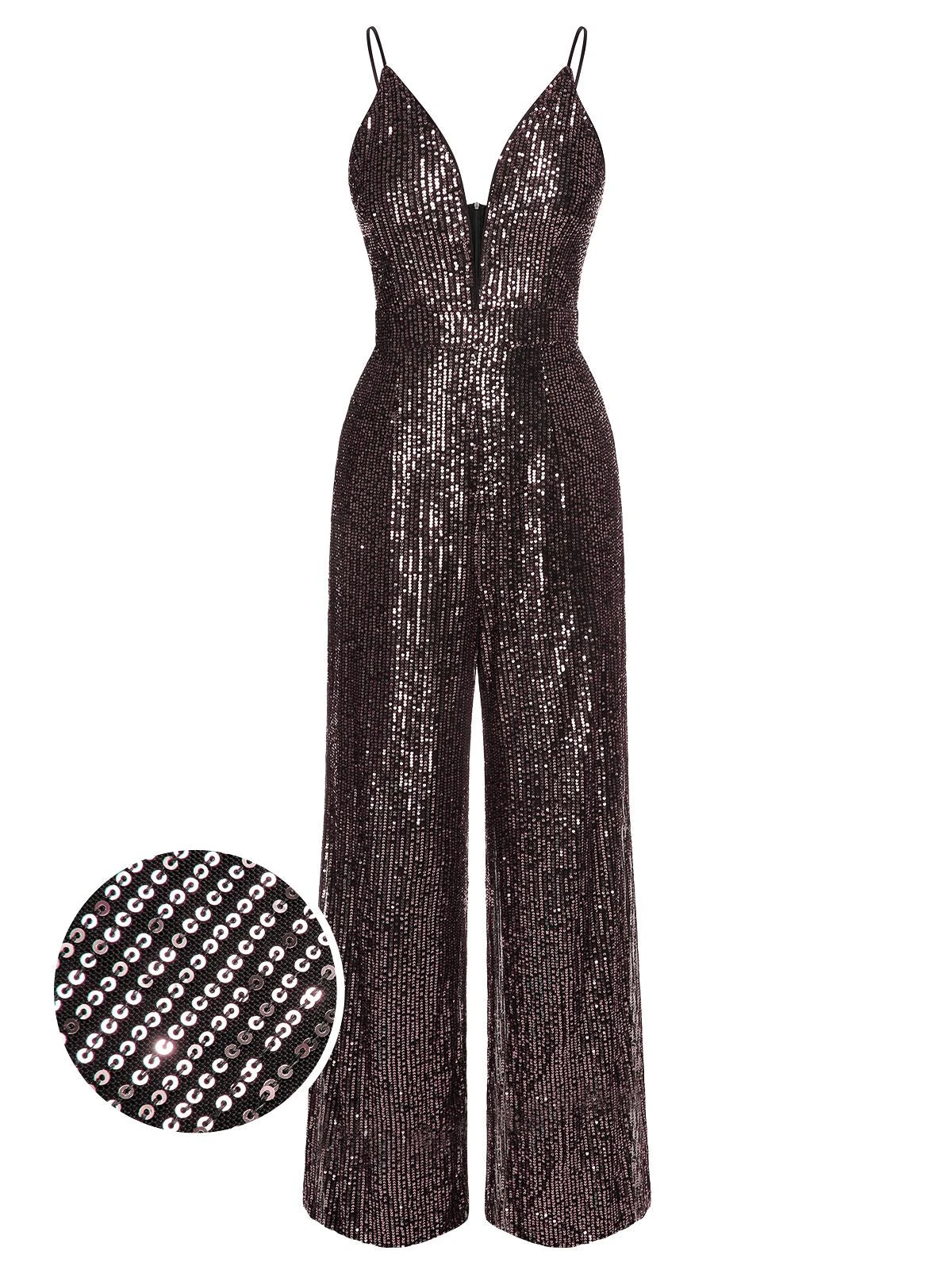 1930s Sequined Shiny Slip Vintage Jumpsuit - Image 8