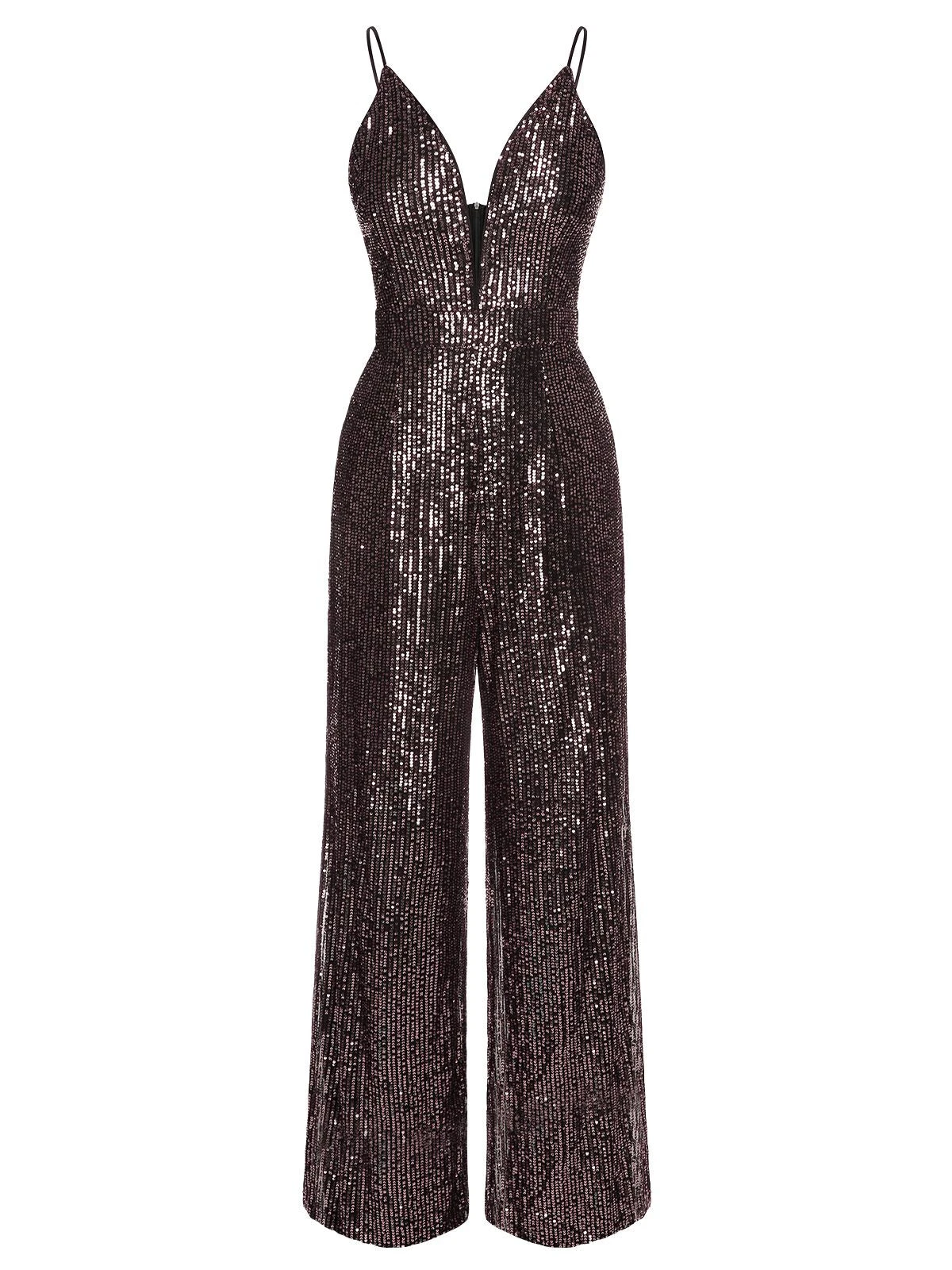 1930s Sequined Shiny Slip Vintage Jumpsuit - Image 9