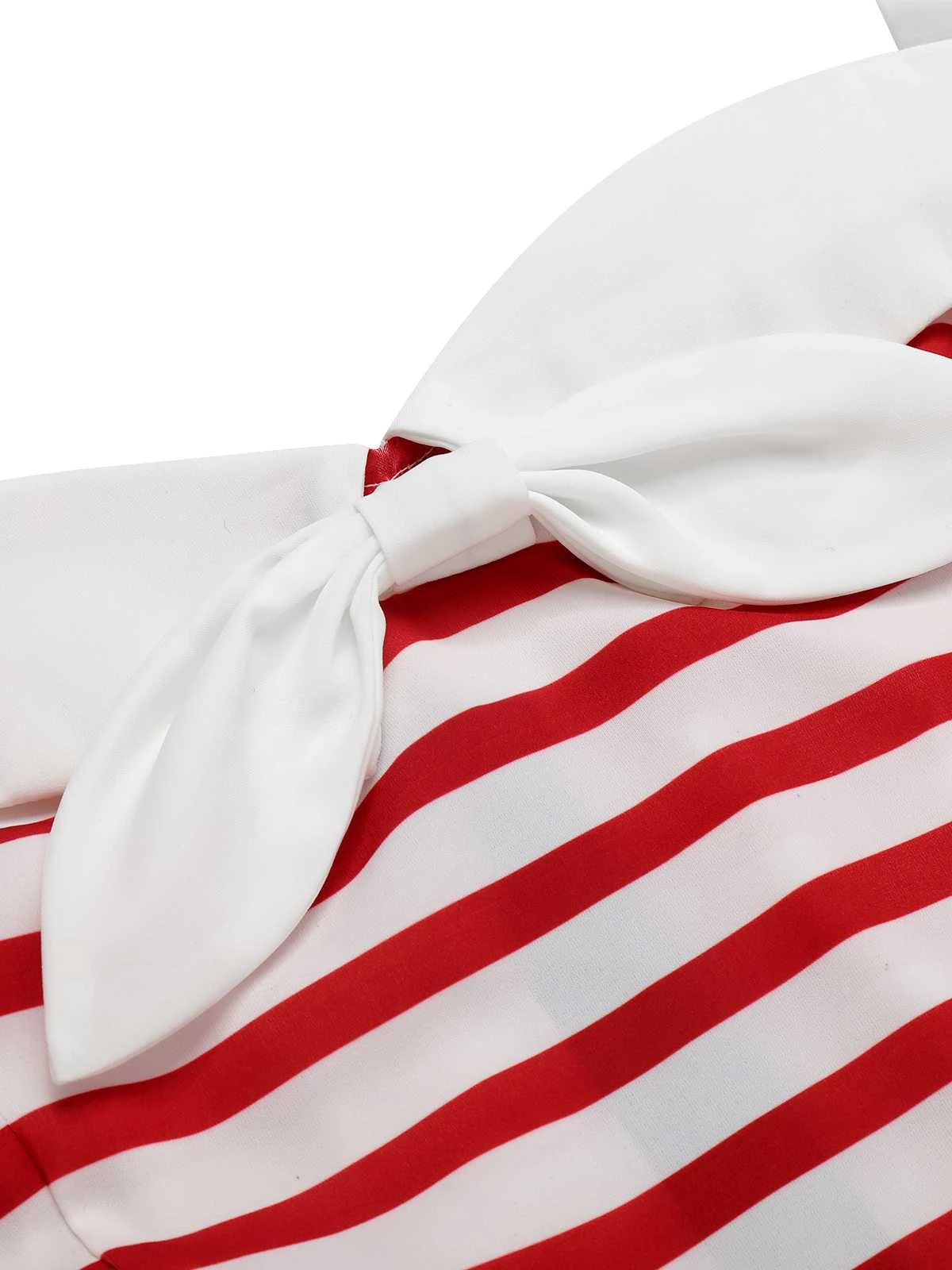 1960s Halter Stripes Bow Belted Dress - Image 5