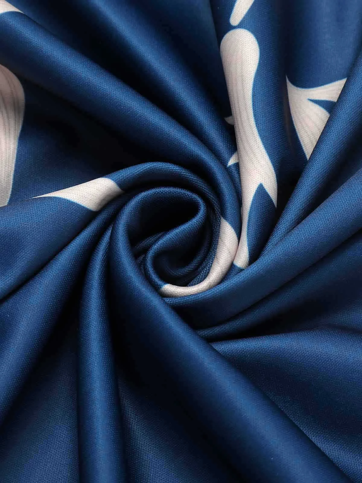 Blue 1940s One-Shoulder Plants Slit Dress - Image 6