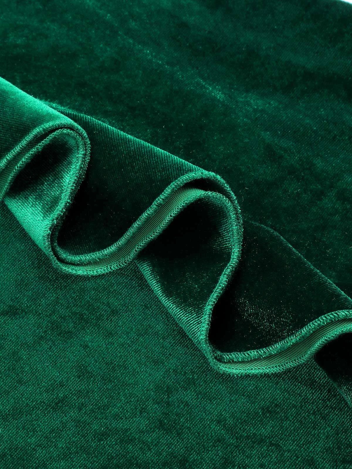 Green 1930s Velvet Off-Shoulder Ruffle-Trim Mermaid Dress - Image 5