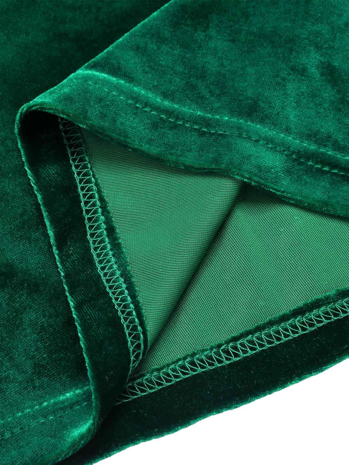 Green 1930s Velvet Off-Shoulder Ruffle-Trim Mermaid Dress - Image 7