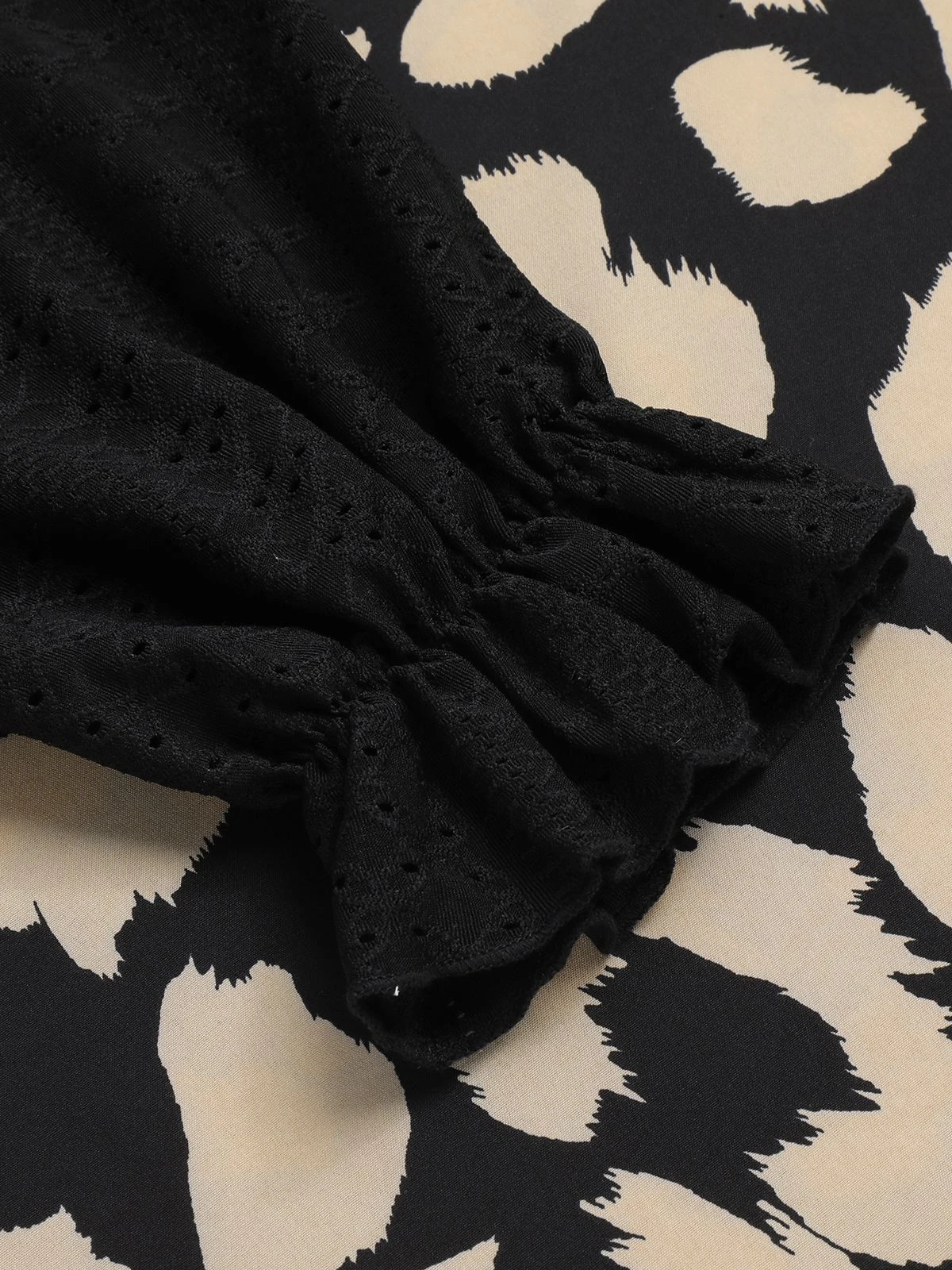 Black 1950s Leopard V-Neck Patchwork Dress - Image 6