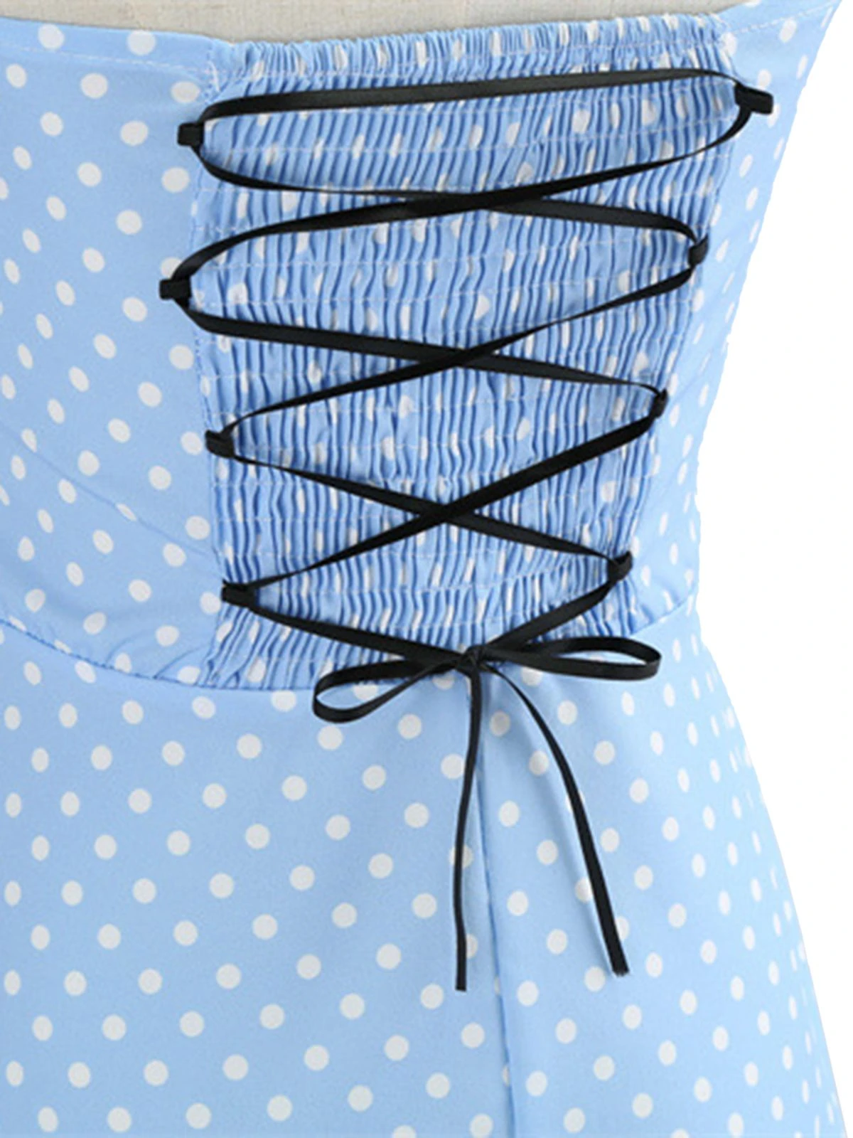 1950s Polka Dot Bow Tie Halter Swing Dress - Image 4
