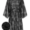 [Plus Size] Black 1950s Leaves Mesh Cover-up