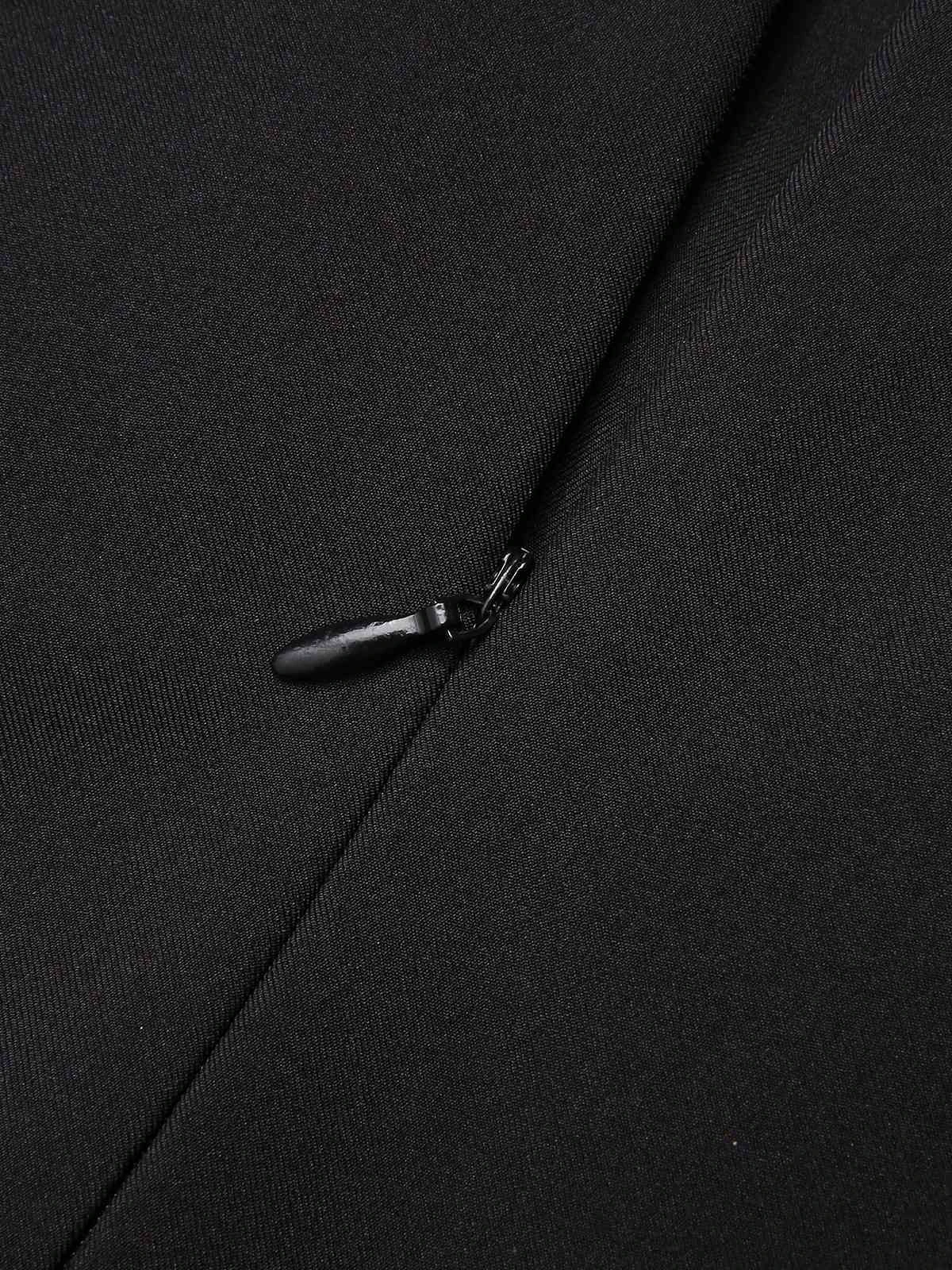 Black 1950s V-Neck Pearl Buttons Dress - Image 7