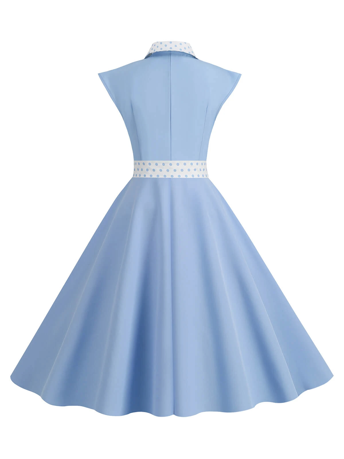 1950s Contrast Polka Dots Bowknot Belted Dress - Image 8