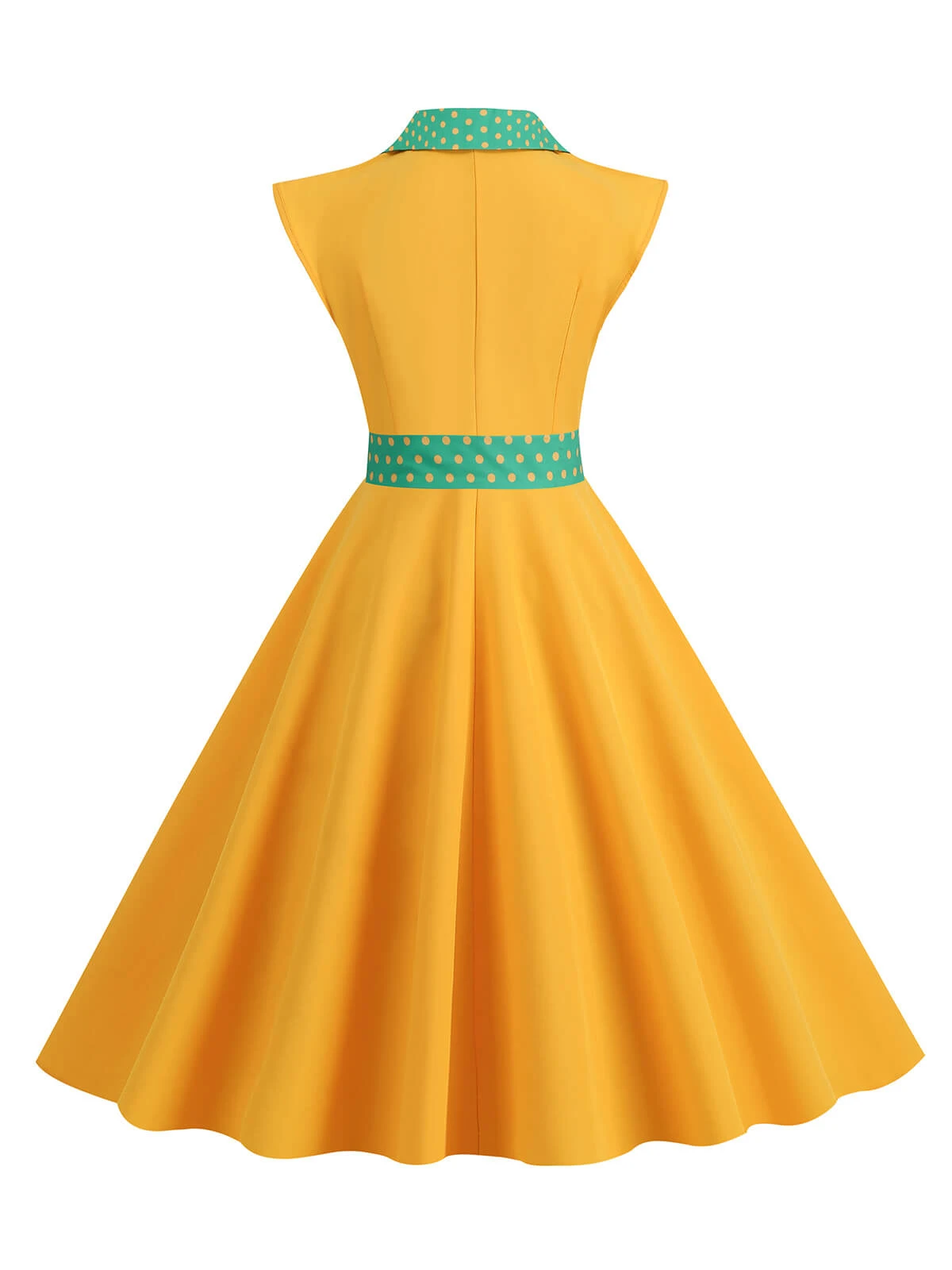 1950s Contrast Polka Dots Bowknot Belted Dress - Image 11