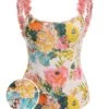 1930s 3D Floral Strap Backless One-Piece Swimsuit