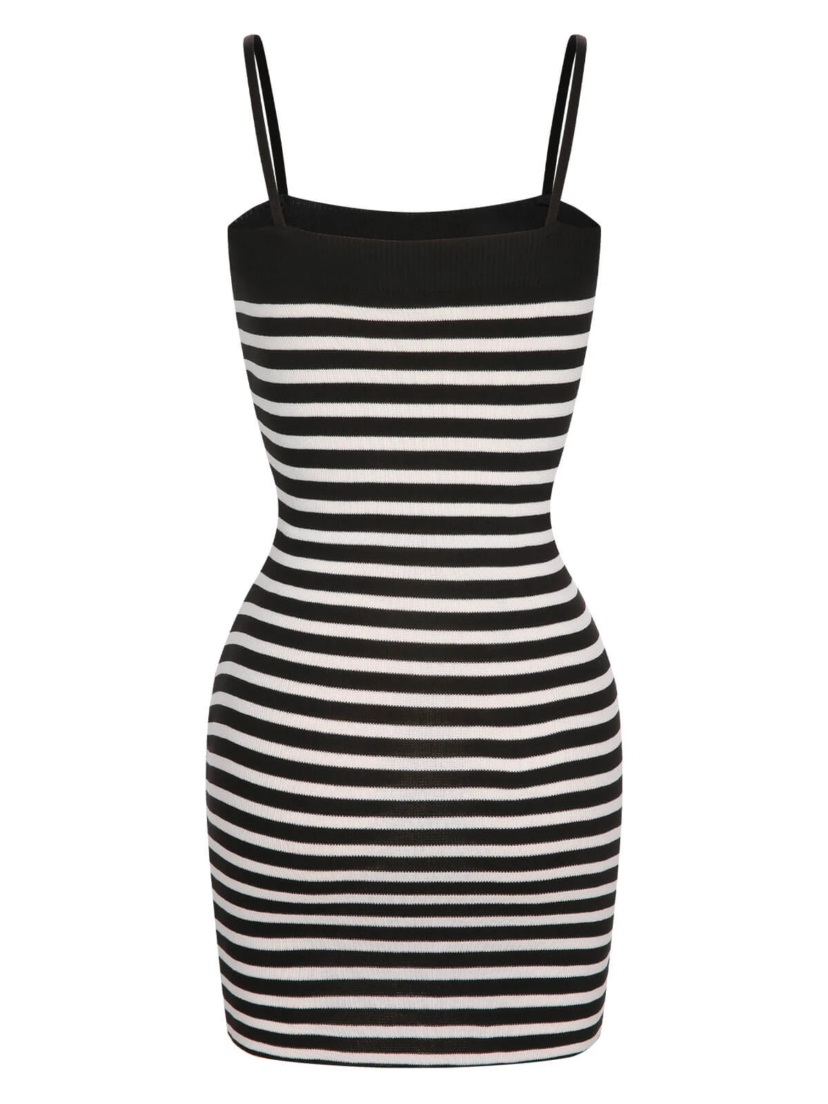 2PCS 1960s Black White Striped Knit Strap Dress & Cardigan - Image 5