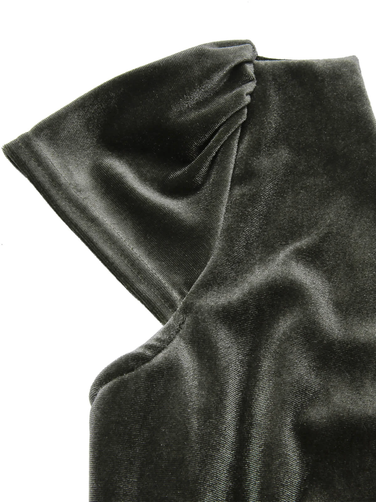 Green Gray 1930s Solid Velvet Slit Mermaid Dress - Image 5