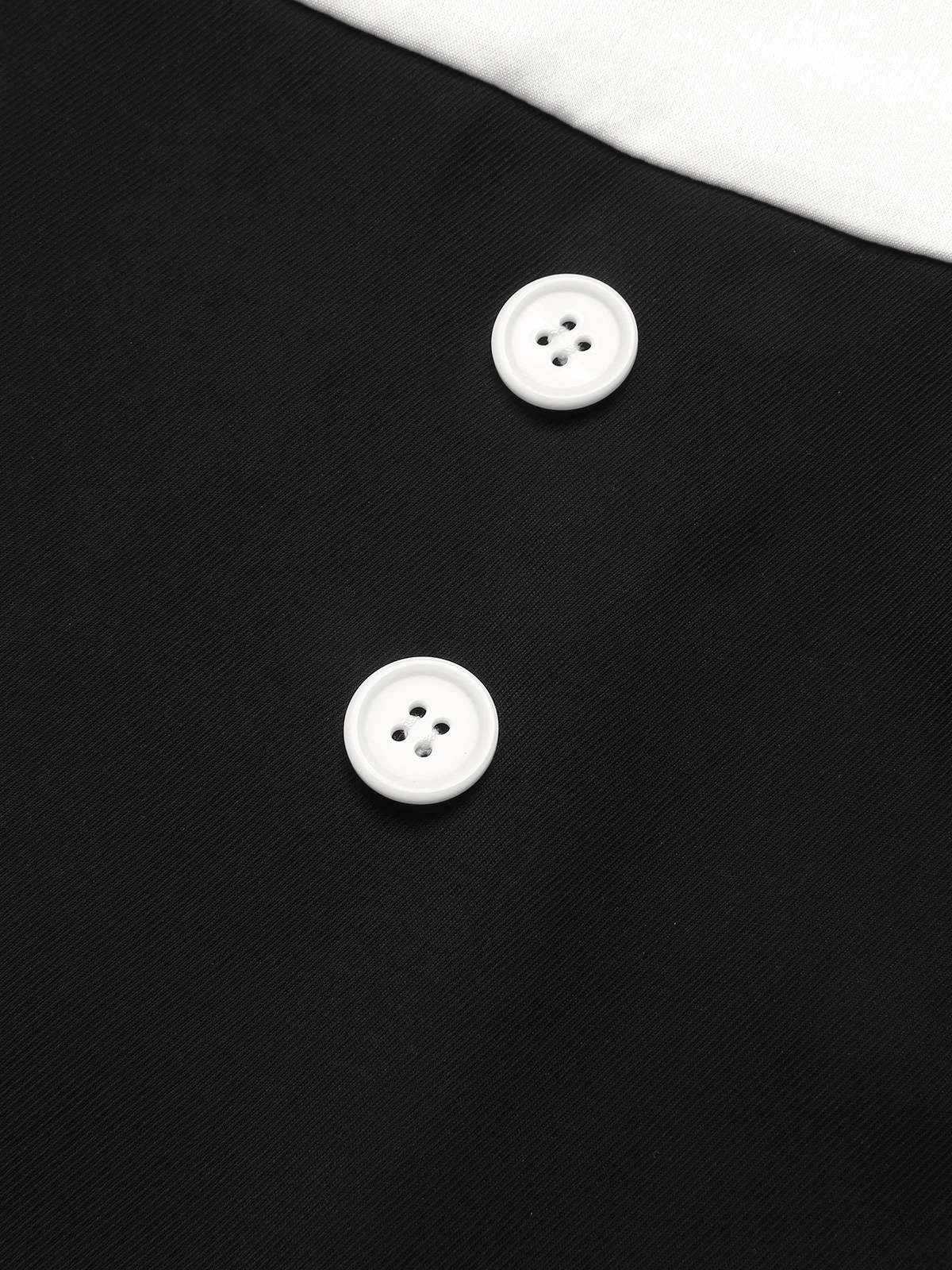 White & Black 1950s Deep-V Halter Romper - Image 7