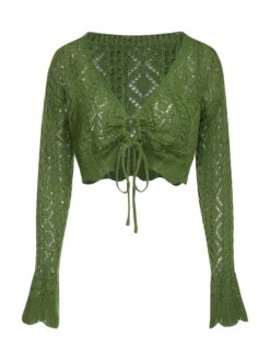 Green 1960s Cutout Strappy Crochet Cover-Up