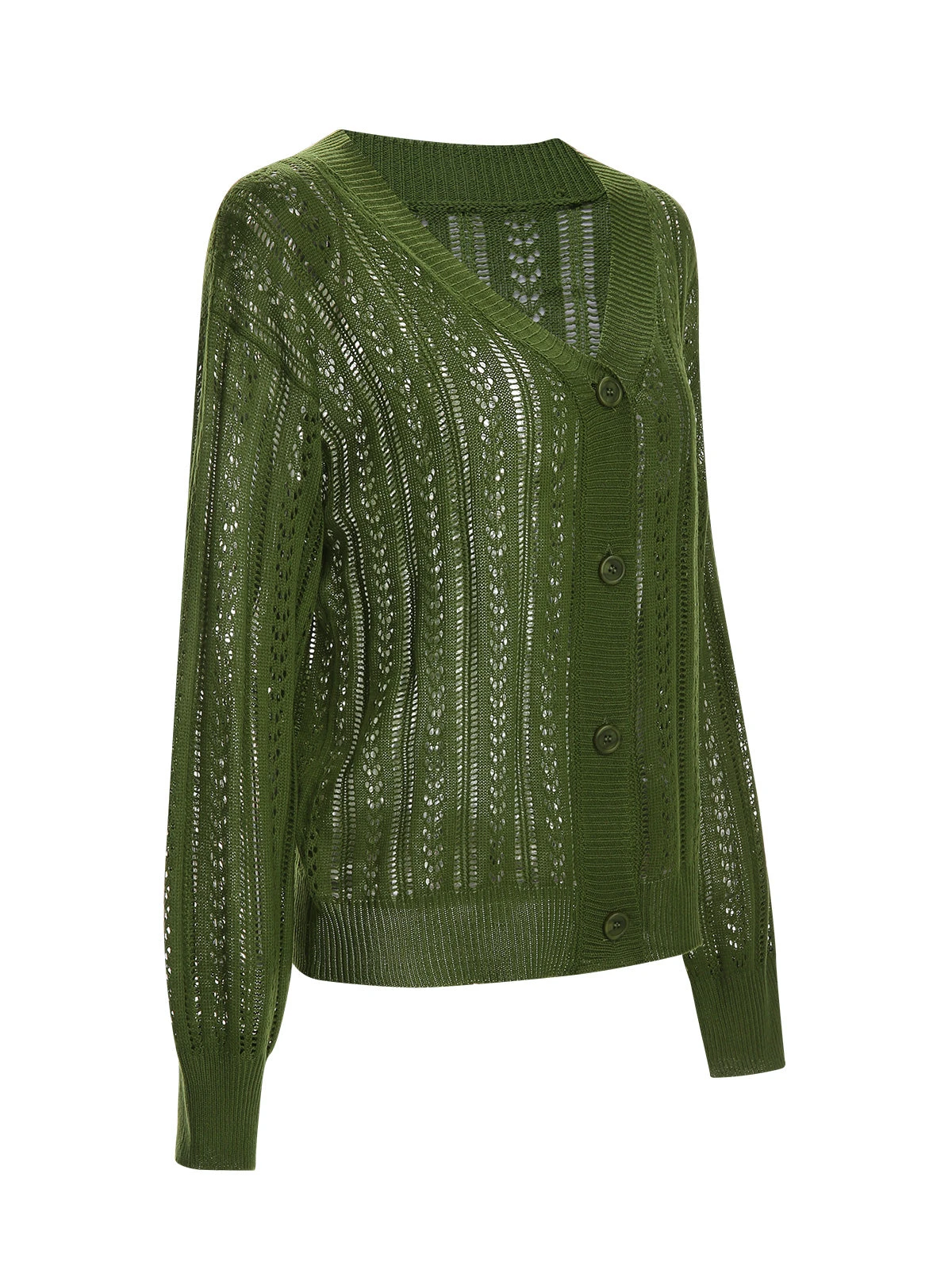 1950s Solid Crochet Hollow Knitted Cardigan - Image 2