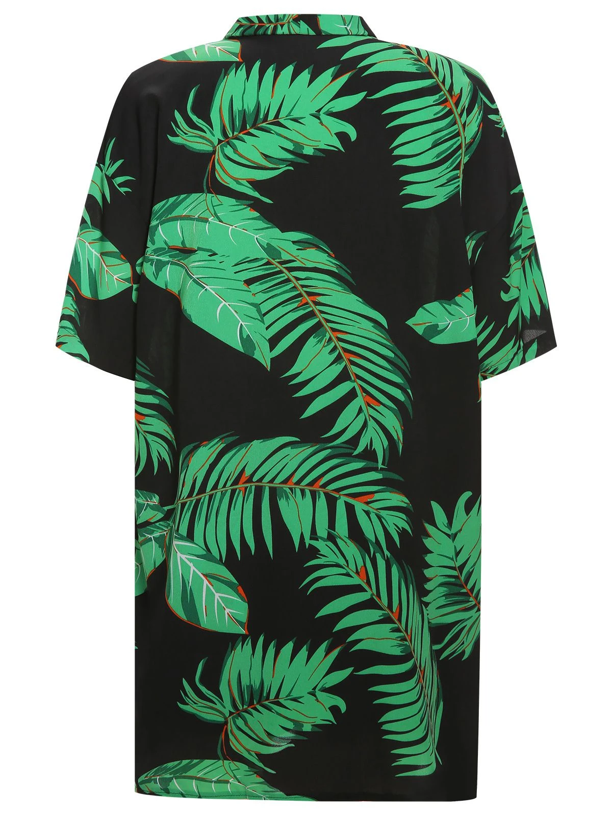 2PCS Green 1950s Palm Leaves Tropical Top & Shorts - Image 2
