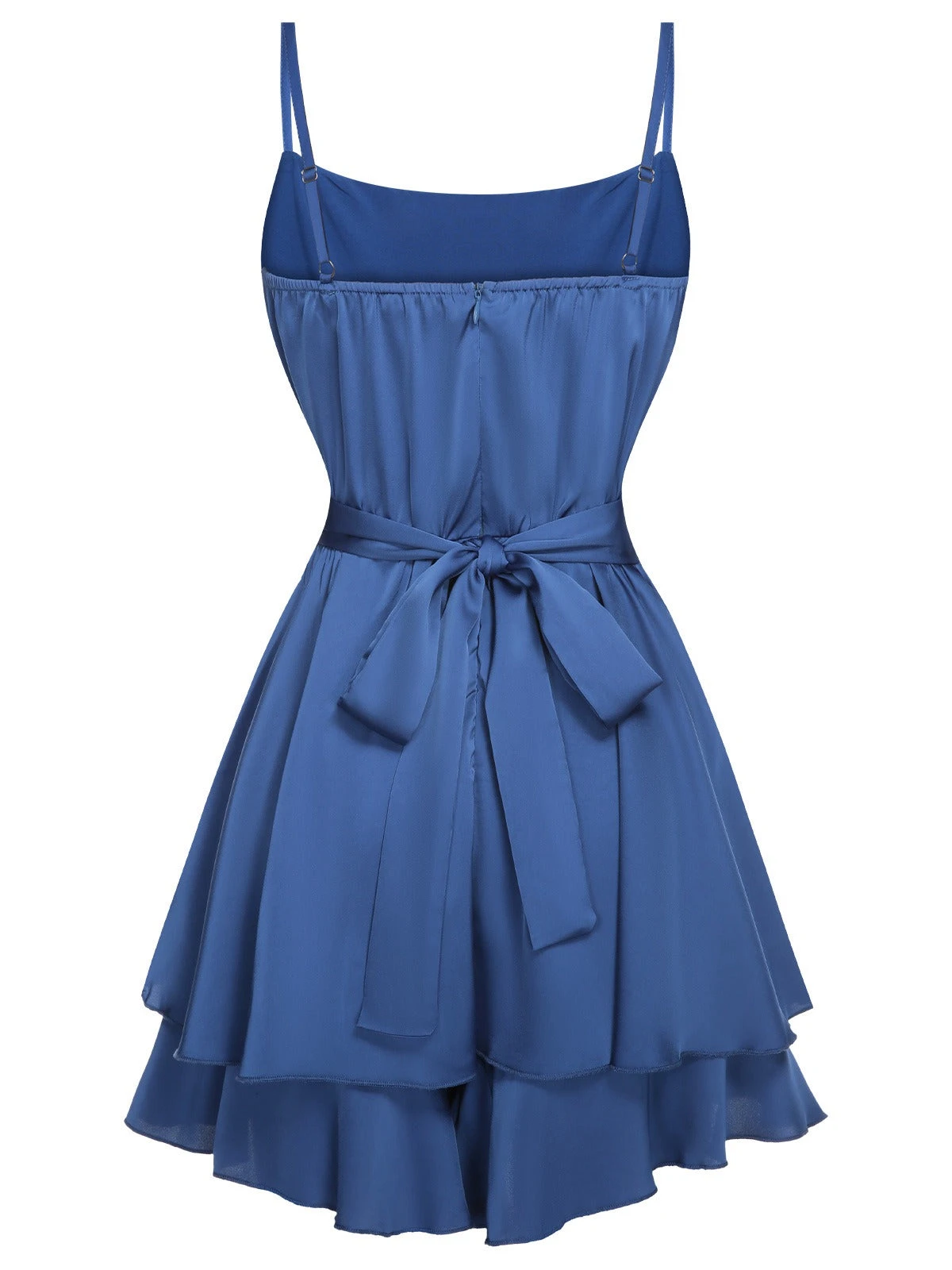 Royal Blue 1950s Solid Spaghetti Strap Romper - Image 2