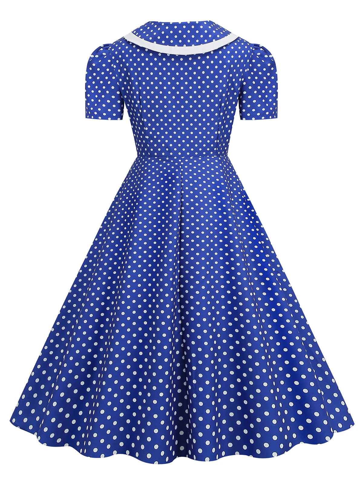 1950s Polka Dots Lapel Bowknot Swing Dress - Image 9