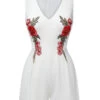 1950s Mock Neck Floral Embroidered Cutout Romper