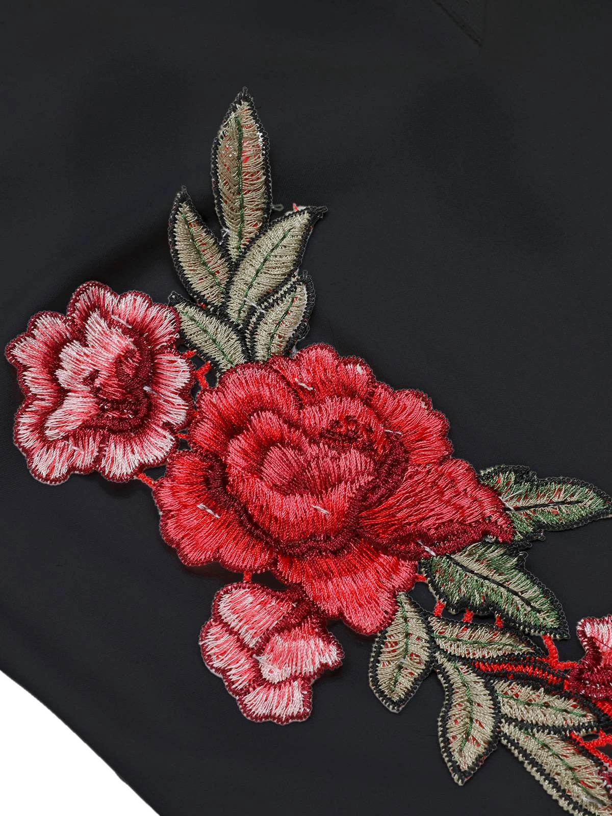 1950s Mock Neck Floral Embroidered Cutout Romper - Image 8