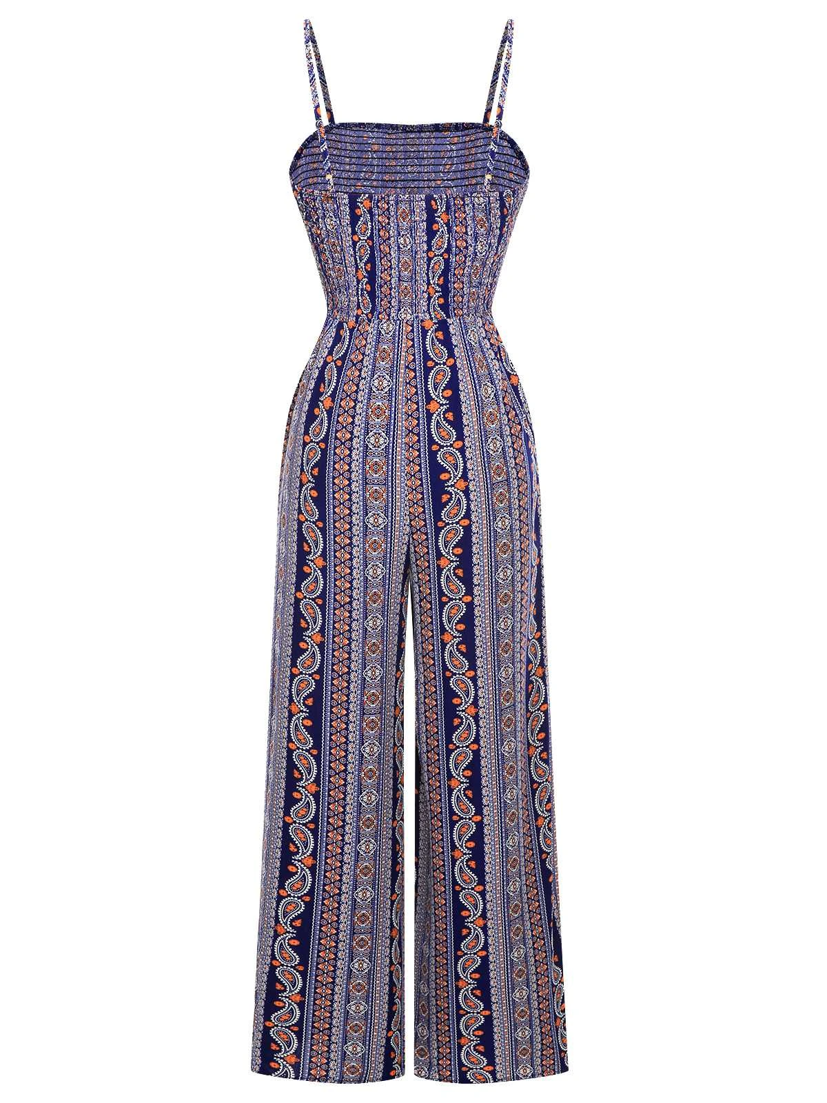 1930s Spaghetti Strap Lace-Up Bohemian Jumpsuit - Image 3