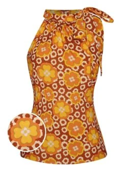 [Pre-Sale] 1960s Tie Neck Floral Sleeveless Top