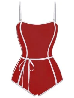 [Pre-Sale] Red 1960s Lined Sling One-Piece Swimsuit