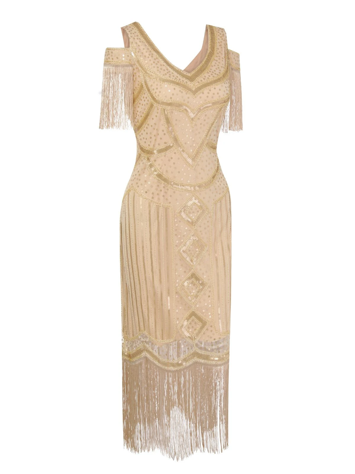 1920s Sequin Beaded Tassel Gastby Dress - Image 3