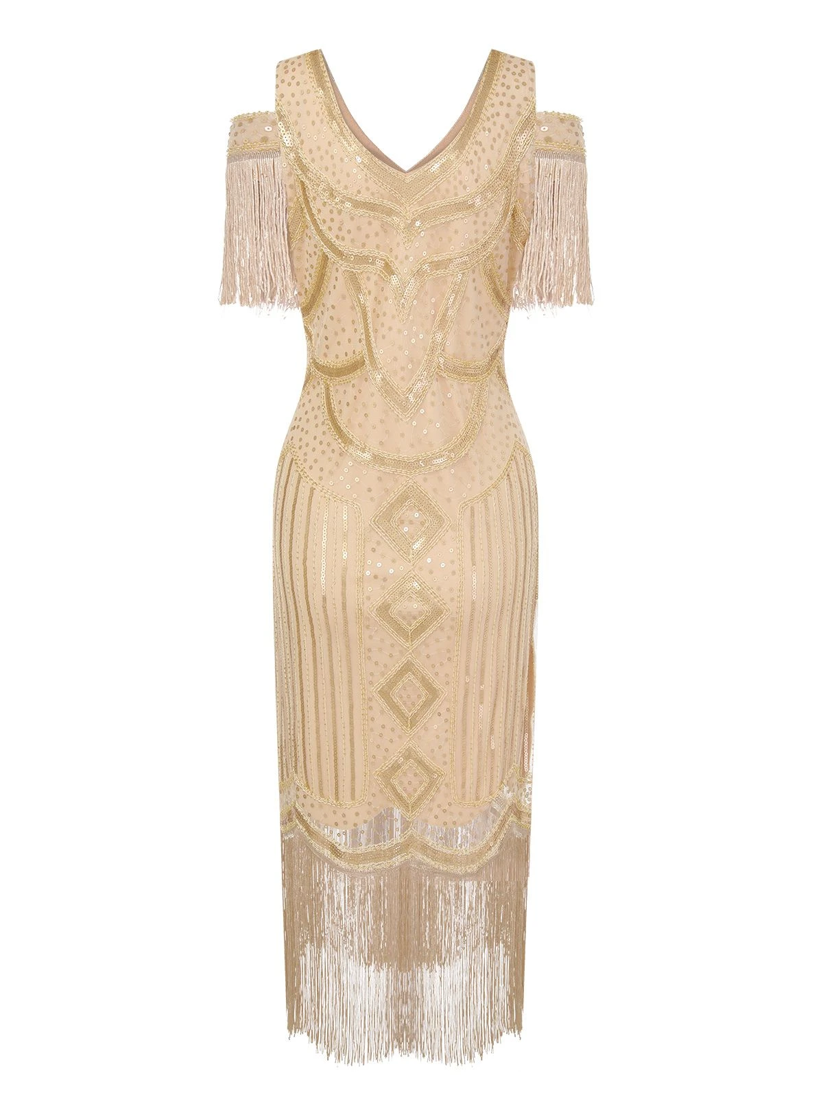 1920s Sequin Beaded Tassel Gastby Dress - Image 2