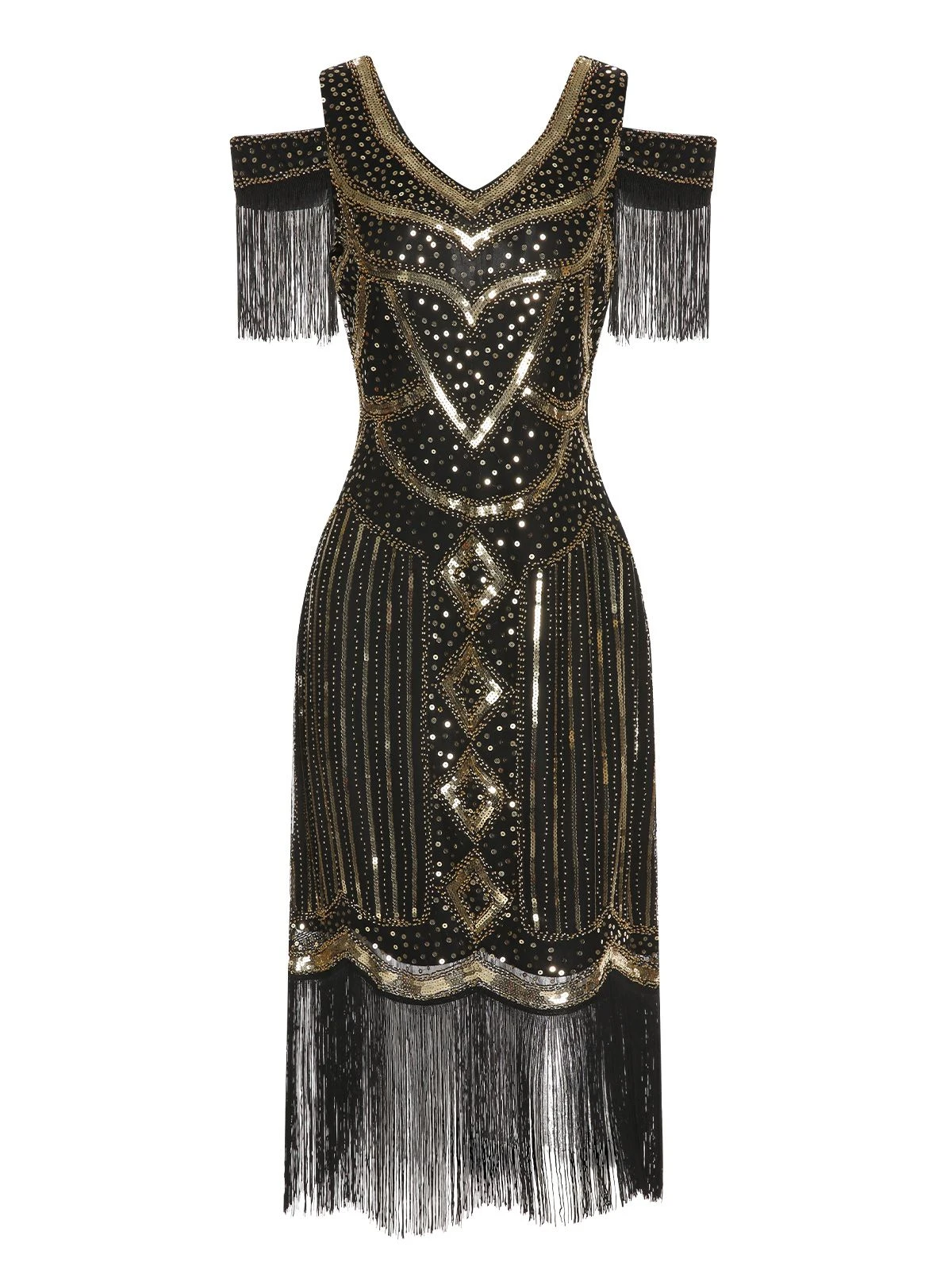 1920s Sequin Beaded Tassel Gastby Dress - Image 5