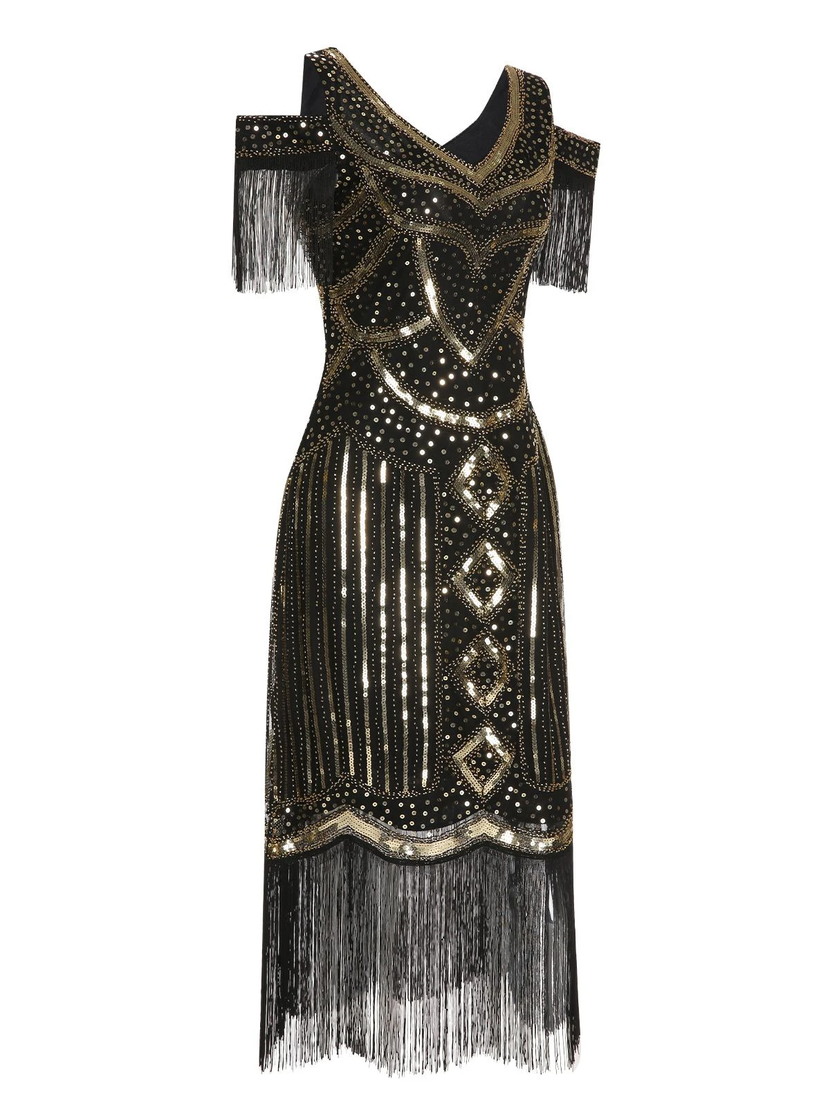 1920s Sequin Beaded Tassel Gastby Dress - Image 6