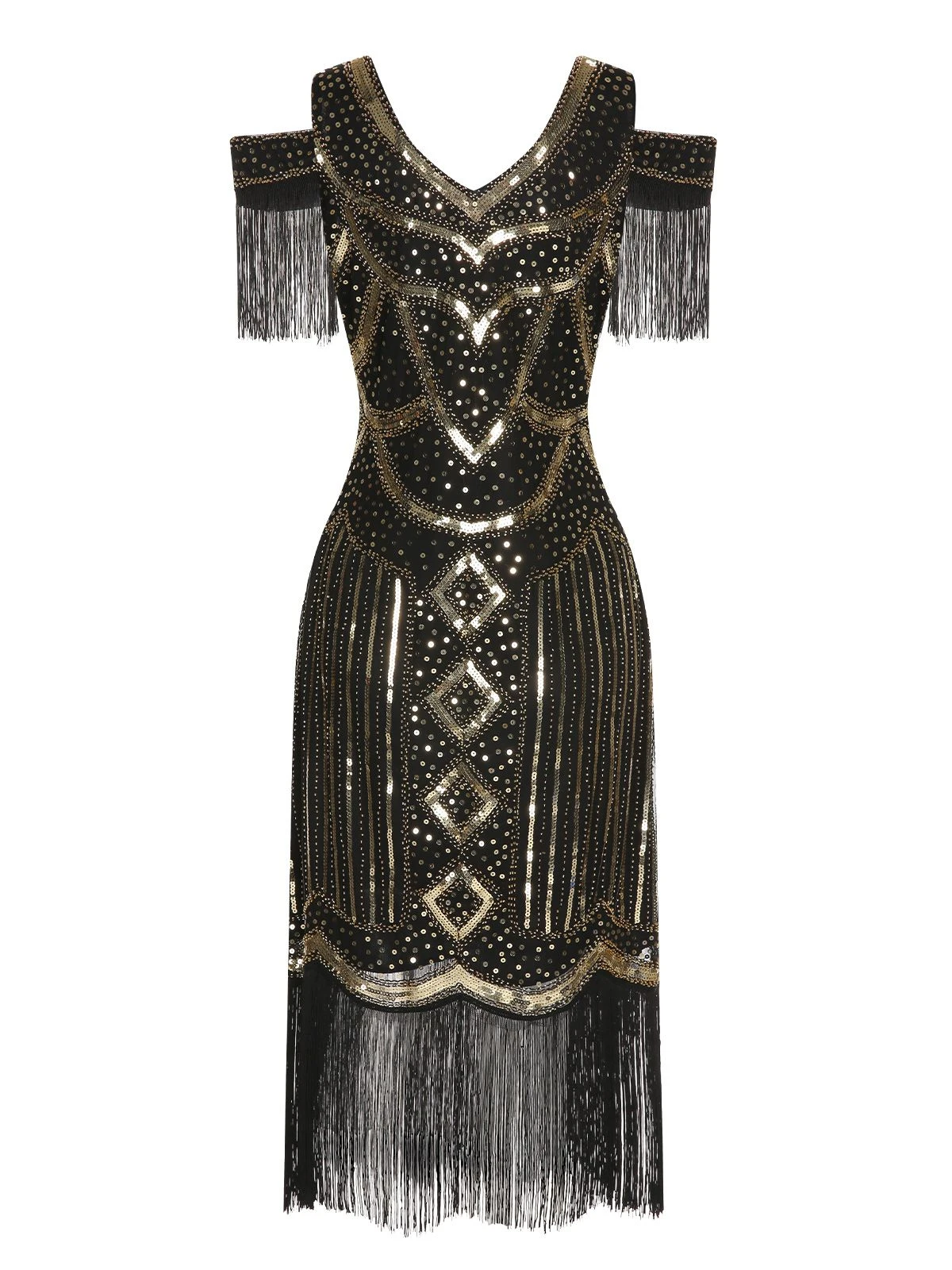 1920s Sequin Beaded Tassel Gastby Dress - Image 7