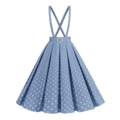 1950s Polka Dot Belt Suspender Swing Skirt