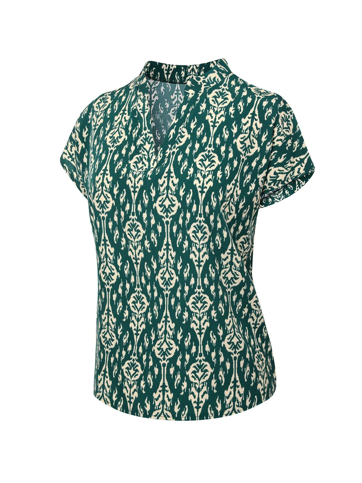 Green 1940s Vintage All-Over Print Blouse - Image 2