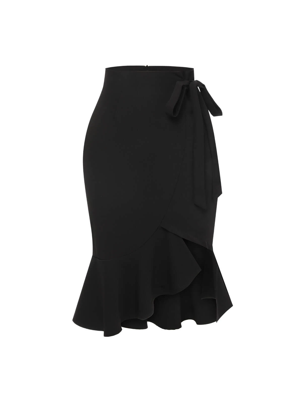 2PCS 1950s Black White Plaid Top & Ruffle Hem Skirt - Image 6