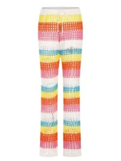 Rainbow 1950s Hollow Knitted Beach Pants