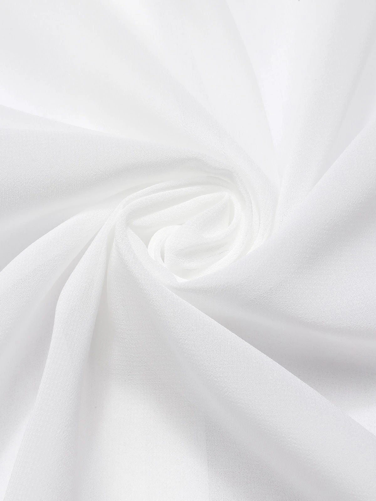 White 1970s Solid Sheer Long Sleeve Shirt - Image 4