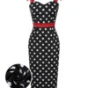 [Pre-Sale] Black 1960s Polka Dot Bow Pencil Dress